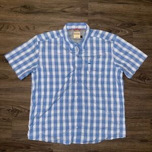 Simms Fishing Big Sky SS Shirt Denim Pearl Snap UPF Travel Fishing UPF Shirt XL